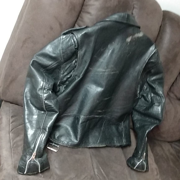 Black Genuine Leather Jacket - Picture 3 of 4